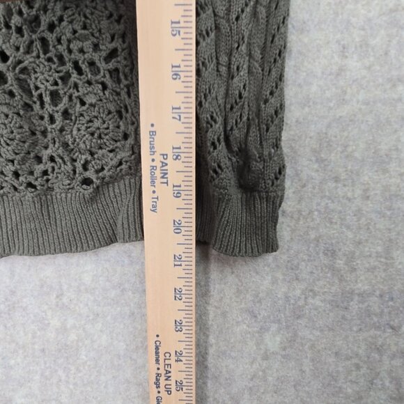 Xhilaration Women’s Small Olive Green Open Knit Lightweight Sweater 100% Cotton - Picture 5 of 6